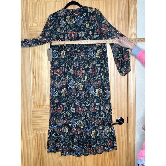 Frye NEW dress size S black floral maxi fully lined western cowgirl holidays - Picture 5 of 10